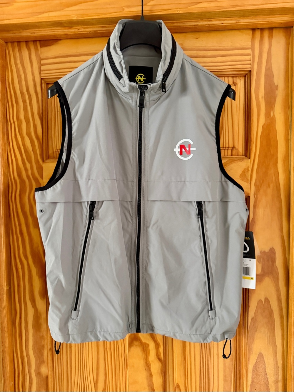 Nautica Light Gray Sleeveless Zip Vest with Black Trim